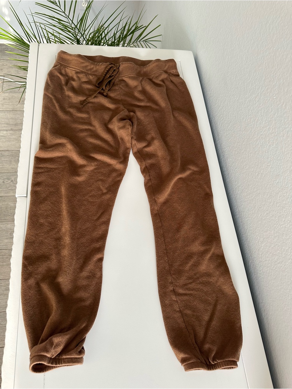 Enza Costa Tencel Silk Cashmere Drawstring Jogger Pants Brown S